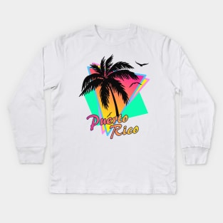 Puerto Rico Cool 80s Sunset Kids Long Sleeve T-Shirt